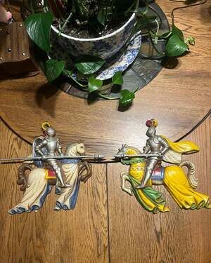 Vintage Burwood Jousting Knight Wall Hanging